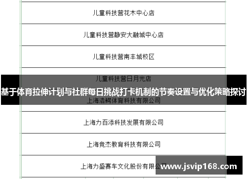基于体育拉伸计划与社群每日挑战打卡机制的节奏设置与优化策略探讨